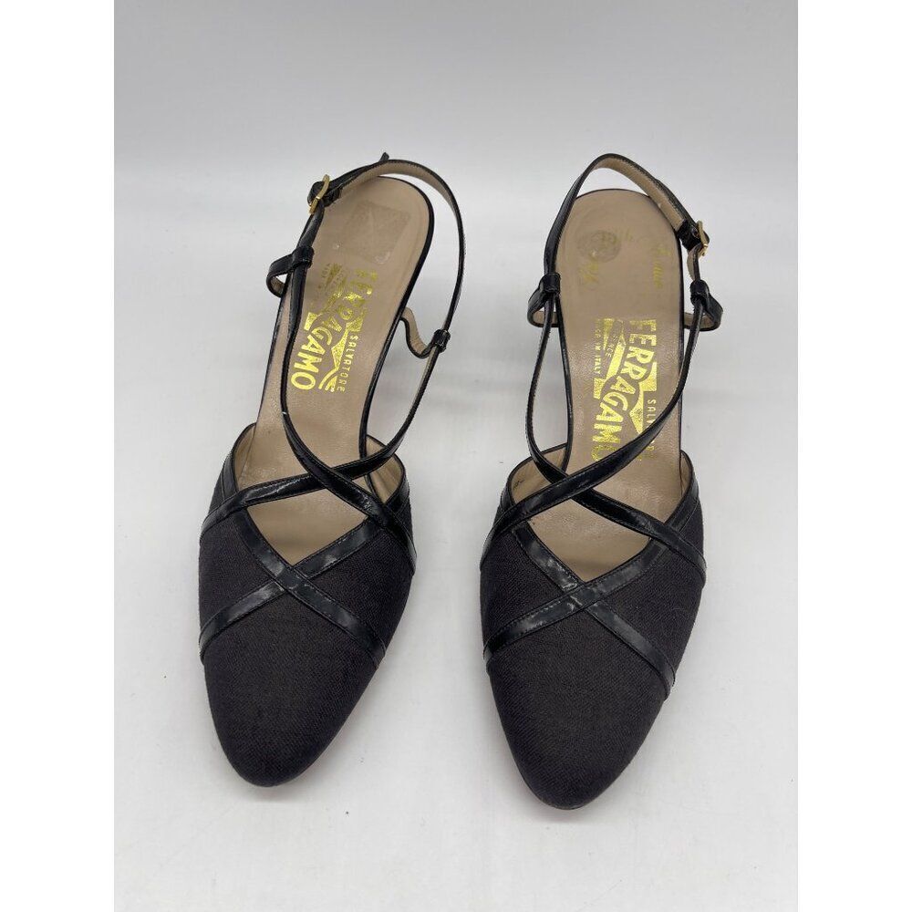 Salvatore Ferragamo Women Black Strappy Heeled Sandal Shoes Size 7.5 - Picture 4 of 9